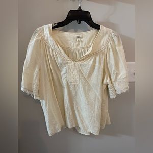 A.N.A Small Cream Colored Fringe Sleeve Blouse